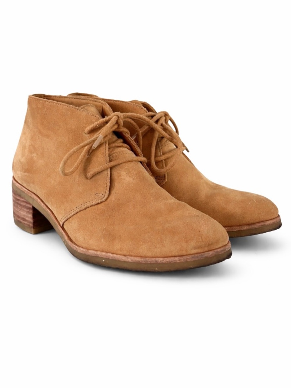 Clarks Originals Phenia Carnaby Tan Brown Leather Chukka Lace Up Heel Boots‎
